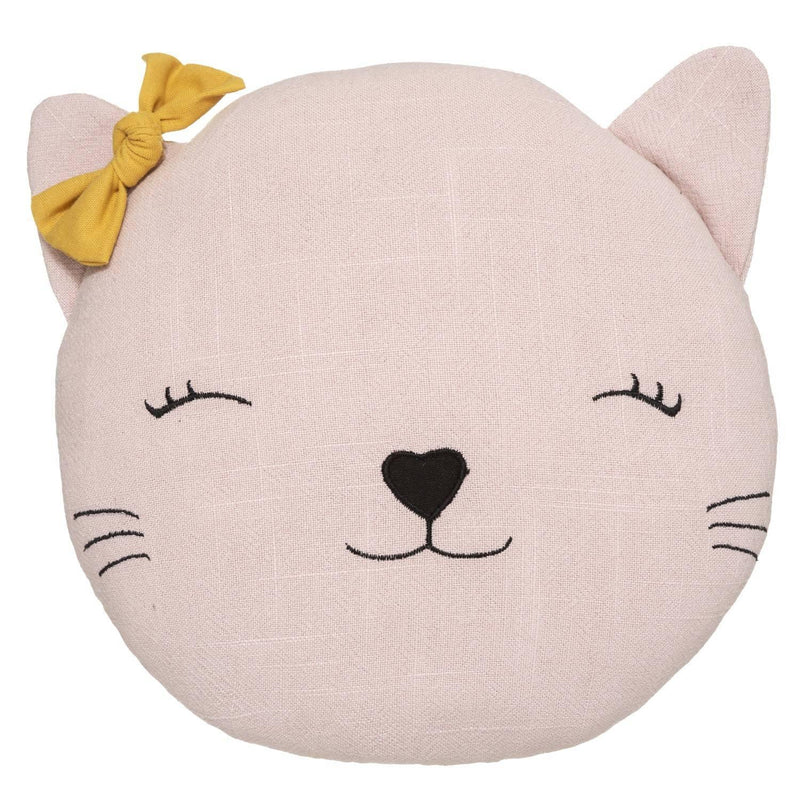 Poduszka dekoracyjna w kształcie kota, różowa, poliester, Ø 27 cm