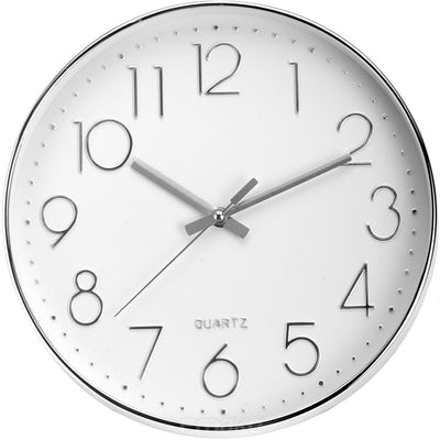 Okrągły zegar ścienny, srebrny - Ø 30 cm