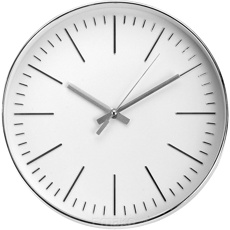 Okrągły zegar ścienny, srebrny - Ø 30 cm