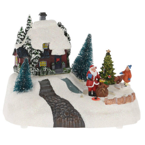 Dekoracja świąteczna  Zimowy domek na wzgórzu, 20 x 14 x 14,5 cm