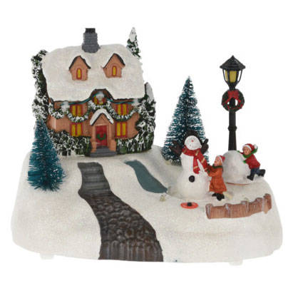 Dekoracja świąteczna  Zimowy domek na wzgórzu, 20 x 14 x 14,5 cm