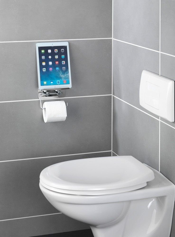 Uchwyt na papier toaletowy z półką na tablet, smartfon - 2 w 1, WENKO