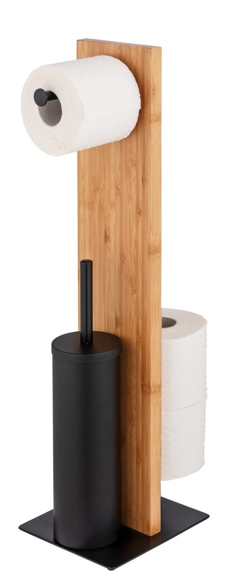 Stojak na papier toaletowy i szczotkę wc LESINA, 3w1, bambus, WENKO
