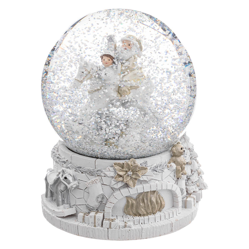 Kula śnieżna Mikołaj w białym stroju, Ø 10 cm