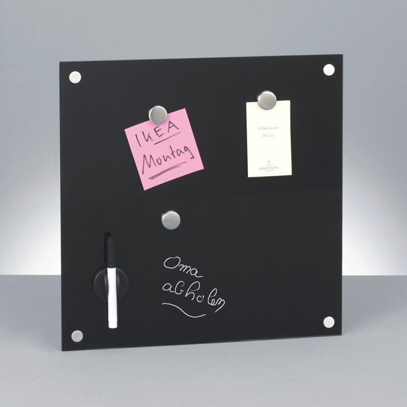 Szklana tablica magnetyczna MEMO, czarna + 3 magnesy, 40x40 cm, ZELLER