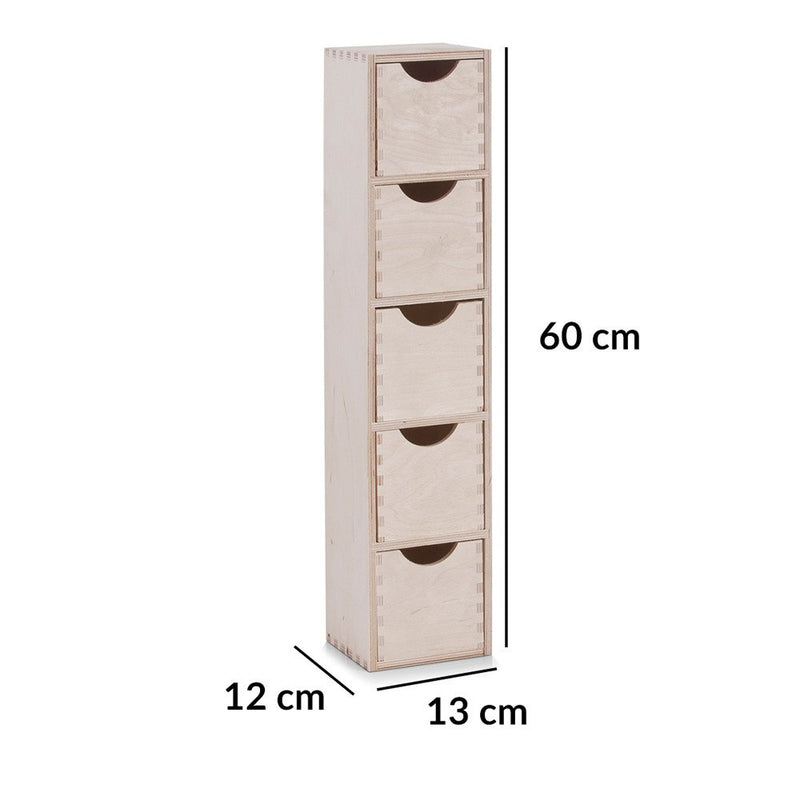 Pojemnik na drobiazgi, 5 szuflad, drewniany, 60x13x12 cm, ZELLER