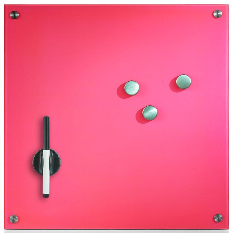 Szklana tablica magnetyczna MEMO, różowa + 3 magnesy, 40x40 cm, ZELLER