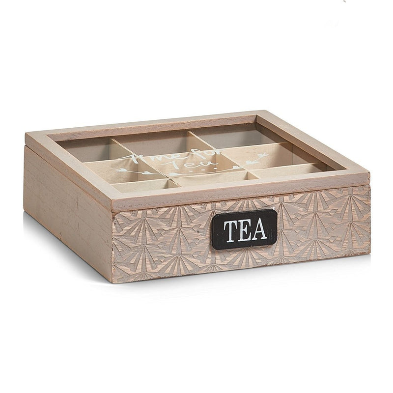 Drewniana herbaciarka, szkatułka na herbatę, 9 przegródek, ZELLER