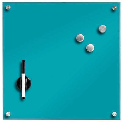 Szklana tablica magnetyczna MEMO, turkusowa + 3 magnesy, 40x40 cm, ZELLER