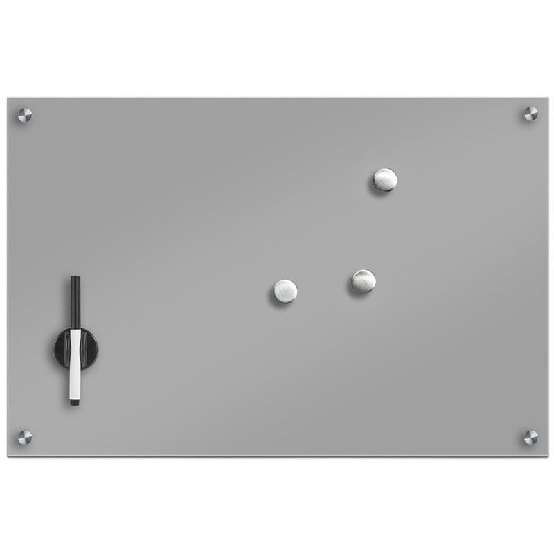 Szklana tablica magnetyczna, szara + 3 magnesy, 60x40 cm, ZELLER